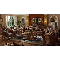 Xlmoebel Polstergarnitur Ledersofa Sofagarnitur Set Gruppe Couch Chesterfield Barock 4tlg., (4-tlg., 4+2+1+1 Sitzer), Hergestellt in Europa braun