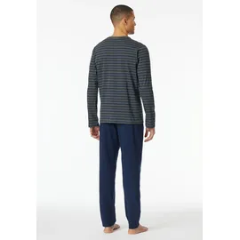 SCHIESSER Pyjama Schlafanzug lang Anthrazit/Blau XL
