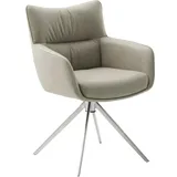 MCA Furniture MCA LIMONE 2 4 Fuß Stuhl mit Armlehnen Edelstahl/Leder 360° drehbar Remona - creme , Maße (cm): B: 61 H: 88 T: 62
