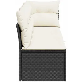 vidaXL Gartensofa mit Kissen 4-Sitzer Schwarz Poly Rattan