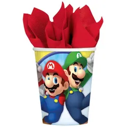 Party Pappbecher 250 ml 8 Stück Super Mario