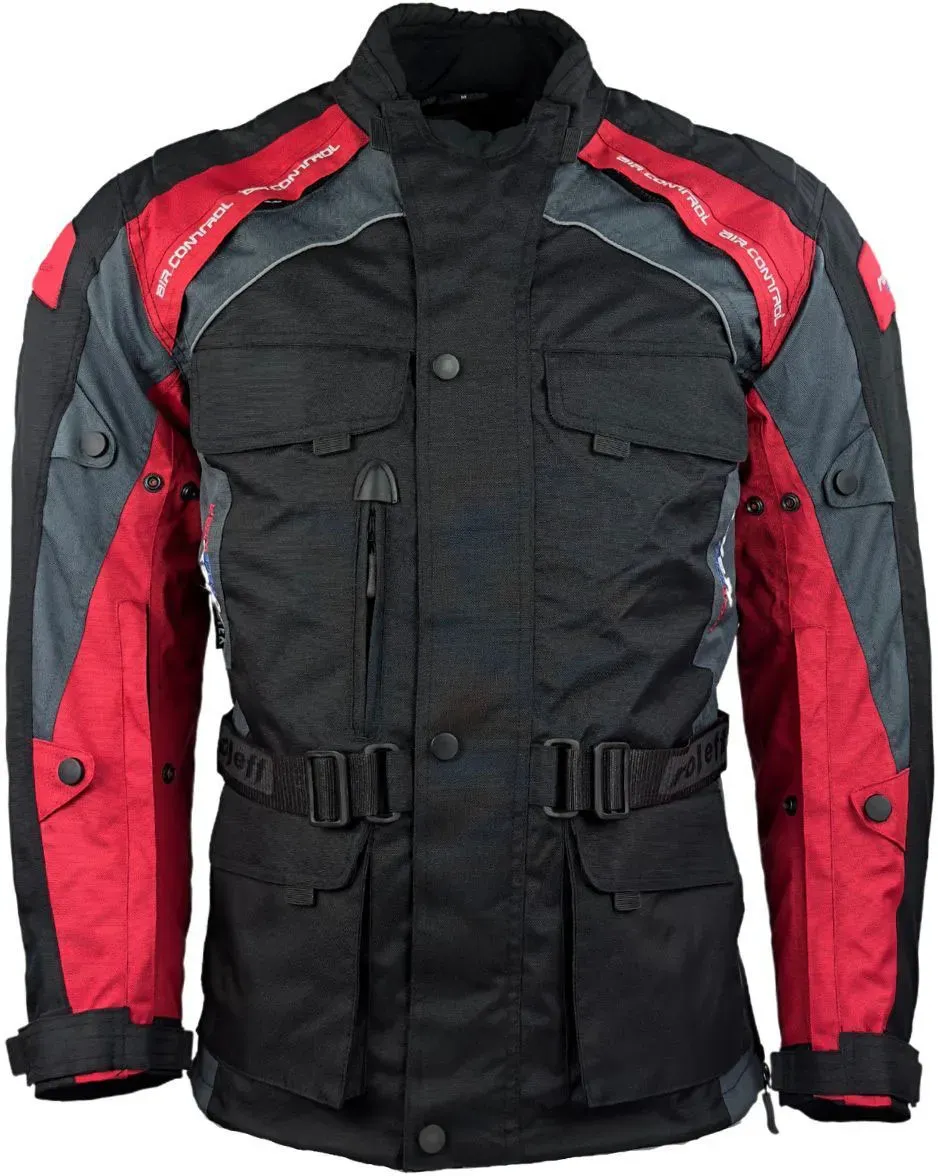 roleff Motorradjacke »Liverpool RO«, Unisex, Mit Sicherheitsstreifen, 4 Taschen roleff schwarz-rot S