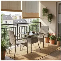 Juskys Yoro Rattanstuhl Grau meliert 2 St.