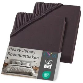 nyvi Spannbettlaken DreamScience Heavy Jersey 120 x 200 - 130 x 200 cm braun 2 St.