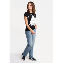 LOGOSHIRT T-Shirt LOGOSHIRT "Sesamstrasse - Krümelmonster Dark Side", Damen, Gr. M, schwarz, 100% Baumwolle, bedruckt, lang, Rundhals, Shirts T-Shirt, mit lizenziertem Print