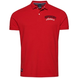 Superdry Herren Poloshirt - Vintage Superstate, Kurzarm, Knopfleiste, Baumwolle Rot 2XL