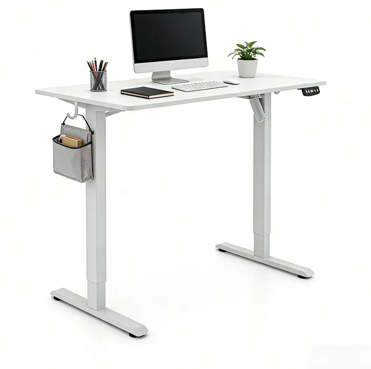 ochama Elektrischer Stehschreibtisch - Höhenverstellbarer Schreibtisch, 70 kg Tragfähigkeit Sit-Stand-Schreibtisch, Sofortbetrieb, Robustes Stahlpaneel mit Aluminiumlegierungsstäben - Für Zuhause/Büro, Computer/Lern-/Arbeitsschreibtisch - Weiß, 120*60 cm