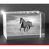 VIP-LASER 2D Gravur Glas Kristall Quader im Querformat L mit dem Foto von Deinem Pferd. Dein Wunschfoto für die Ewigkeit Mitten in Glas! Groesse L = 60x40x40mm
