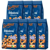 LORENZ Knabberei, Lorenz Erdnüsse würzig pikant ohne Fett geröstet 150g 7er Pack
