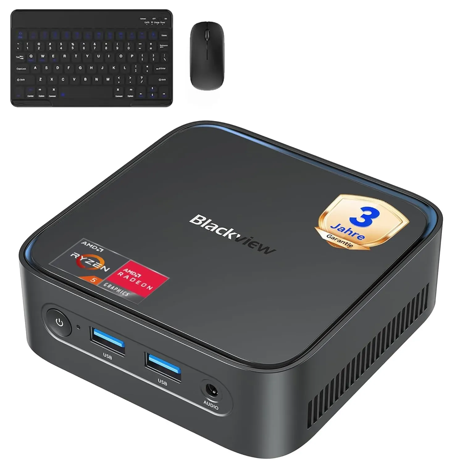 blackview mini pc mp50 mit tastatur und maus, amd ryzen 5, radeon vega 8 grafik,