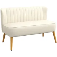Homcom Sofa 2-Sitzer Stoffsofa Polstersofa Loungesofa breit Cremeweiß
