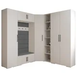 ABIKS MÖBEL Kompaktgarderobe INOVA 3 SATZ 2 Möbelset, Garderobe mit Kleiderstange und Regalen schwarz