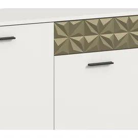 INOSIGN Vitrine INOSIGN "Vicenza, Höhe 195 cm, Ornamentabsetzung, 2 Türen, 9 Fächer", gold (weiß, goldfarben), B:70cm T:37cm, Schränke, Vitrine, 3 Glaseinlegeböden, Vitrinenschrank, Schrank, Hochschrank, Wohnschrank