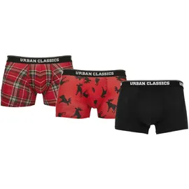 URBAN CLASSICS Boxer Short 3-Pack - Rot - S