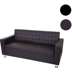3er Sofa Kunda, Couch Loungesofa, Kunstleder, Metall-F√o√üe 180cm ~ coffee