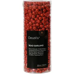 Decoris 10m Perlenkette 8mm Perlenband Girlande Weihnachtsbaumdeko Hochzeit rot