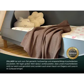 ZOLLNER Kuscheldecke braun Textil, 150x200 cm 100% Baumwolle - Zeitloses Waffelmuster - knitterarme und atmungsaktive Couchdecke in - waschbar bis 60°C – Hotelwäschequalität - Oeko Tex® Zertifiziert