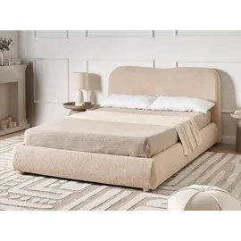 Beliani Bett mit Stauraum Bouclé Blagnac 140 x 200 cm Beige
