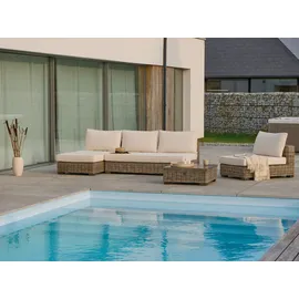 Beliani Varallo Loungeset 4-Sitzer grau/cremeweiß
