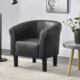 [en.casa] - Sessel Jelgava 70x70x58 cm Kunstleder Schwarz