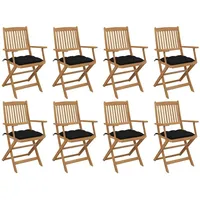 VidaXL Klappbare Gartenstühle mit Kissen 8 Stk. Massivholz Akazie