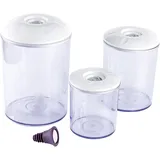 Magic Vac Runde Vakuumbehälter transparent 0,75 l + 1,5 l + 3 l 3-teiliges Set