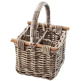 Kobolo Flaschenkorb Flaschenträger PULLO für 4 Flaschen aus Rattan braun