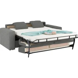 Home Affaire Schlafsofa »Roma Matratzenhöhe 14 cm« Dauerschlaffunktion, mit Unterfederung, Lattenrost, Matratze grau