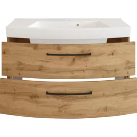 WELLTIME Waschbeckenschrank WELLTIME "Chicago", braun (wotaneiche), B:100cm H:59cm T:50cm, MDF, Schränke, Waschbeckenunterschrank, Badmöbel, Waschtisch, Breite 100 cm, mit Softclose