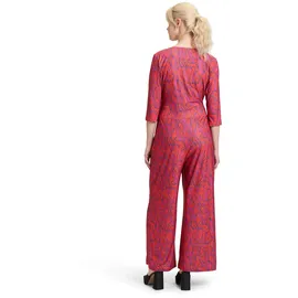 Cartoon Damen Jumpsuit mit weitem Bein", 36, Orange/Purple - 36W