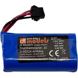 Drive & Fly Models DF Models LiIon Akku 7,4 Volt 800 mAh (Länge x Breite x Höhe 65 x 40 x 20 mm, Gewicht 66 g, Ersatzakku zu Modell Nr. 9945) 9946