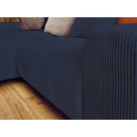 best mobilier Garance – Ecksofa beidseitig montierbar - 4-sitzer – aus Cord Nachtblau