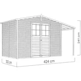 BERTILO Gartenhaus Plexi Apex 4 Plus 4,24 x 2,09 m Beige