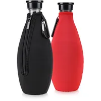 kwmobile 2x Schutzhülle kompatibel mit SodaStream Glasflasche - Neopren Hülle - Flaschen Kühler für Wasser Karaffe in Schwarz Rot