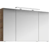 Saphir Badezimmerspiegelschrank »Serie 4010 Badezimmer-Spiegelschrank inkl. LED-Aufsatzleuchte«, Badschrank 120 cm breit, 3 Türen, 6 Glas-Einlegeböden, inkl Türdämpfer braun