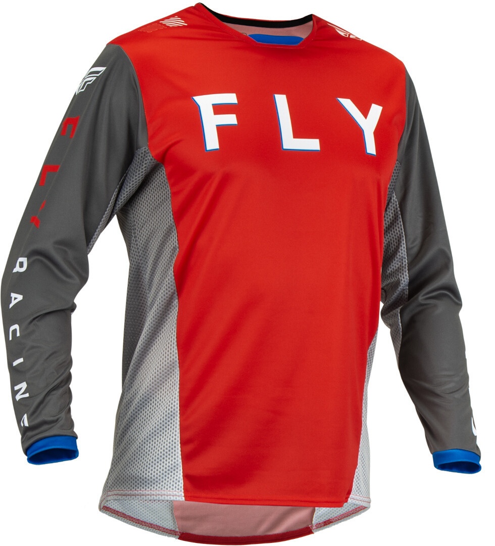 Fly Racing Kinetic Kore Motorcross shirt, grijs-rood, XL Voorman