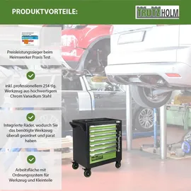 Trutzholm Werkstattwagen Premium plus bestückt 7 Schubladen Chrom Vanadium Stahl, Werkzeugwagen