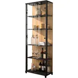 fif möbel Vitrine OPTIMA Standvitrine, Vitrinenschrank, Glasvitrine, Sammlervitrine schwarz 57,5 cm x 172 cm x 32 cm