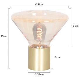 Steinhauer Tischleuchte Ambiance mit Glasschirm messing/amber