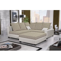 Fun Möbel Ecksofa Sofa NINA inkl.Hocker Weiss / Beige