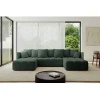 ALTDECOR Wohnlandschaft LONLI-U, Couch mit Schlaffunktion, Stauraum Wohnlandschaft Funktionsecke, Corner Sofa Bett Eckcouch Couch U-Form Schlafcouch Ausziehbar grün