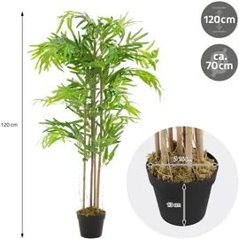 ML-Design Künstlicher Bambus 120cm Groß Kunstpflanze mit Echtholzstamm,