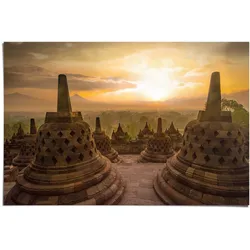 Poster REINDERS "Stupas Borobudur", gelb (farbe bild(er): gelb), B:91,5cm H:61cm T:0,1cm, Papier, Bilder