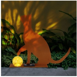 Globo LED Solarleuchte GLOBO Solarleuchte Garten Katze Kugel Solarlampe Außen Außenleuchte