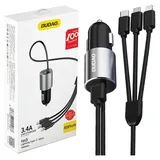 DUDAO R5Pro 3-in-1 USB KFZ-Ladegerät 3,4 A mit integriertem Kabel Schwarz