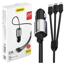 DUDAO R5Pro 3-in-1 USB KFZ-Ladegerät 3,4 A mit integriertem Kabel Schwarz