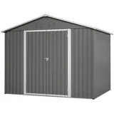 Rolipo Gerätehaus Metall-Geräteschuppen mit Belüftungslöchern & abschließbare Tür, BxT: 229.4x180 cm, 240x192.3x191cm, stabiler Aufbau, für Gartengeräte-Lagerung grau 229.4 cm x 180 cm