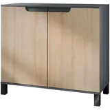 Vladon Sylt V3 92,5 x 84,5 x 35 cm Anthrazit matt / Eiche sägerau