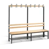 C+P Garderobenbank Basic mit Schuhrost, H1650xB1960xT403mm, Schwarzgrau/Buche