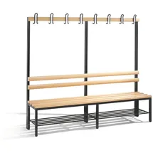 C+P Garderobenbank Basic mit Schuhrost, H1650xB1960xT403mm, Schwarzgrau/Buche